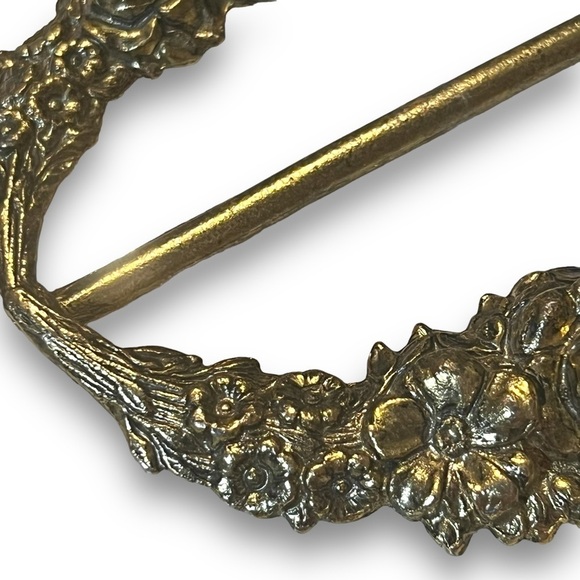 Vintage Art Nouveau Metal Floral Bouquet Rose Sash Buckle main image 5